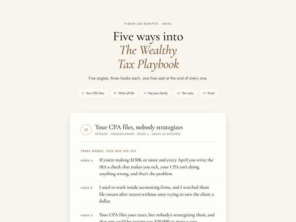 Ad creative scripts preview